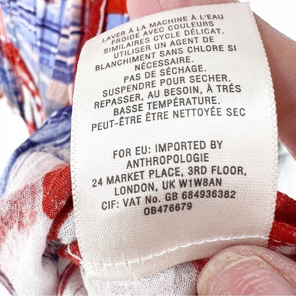 ✅ Anthropologie Maeve Lila Tunic Blouse X-Small BLUE/RED - Picture 6 of 7